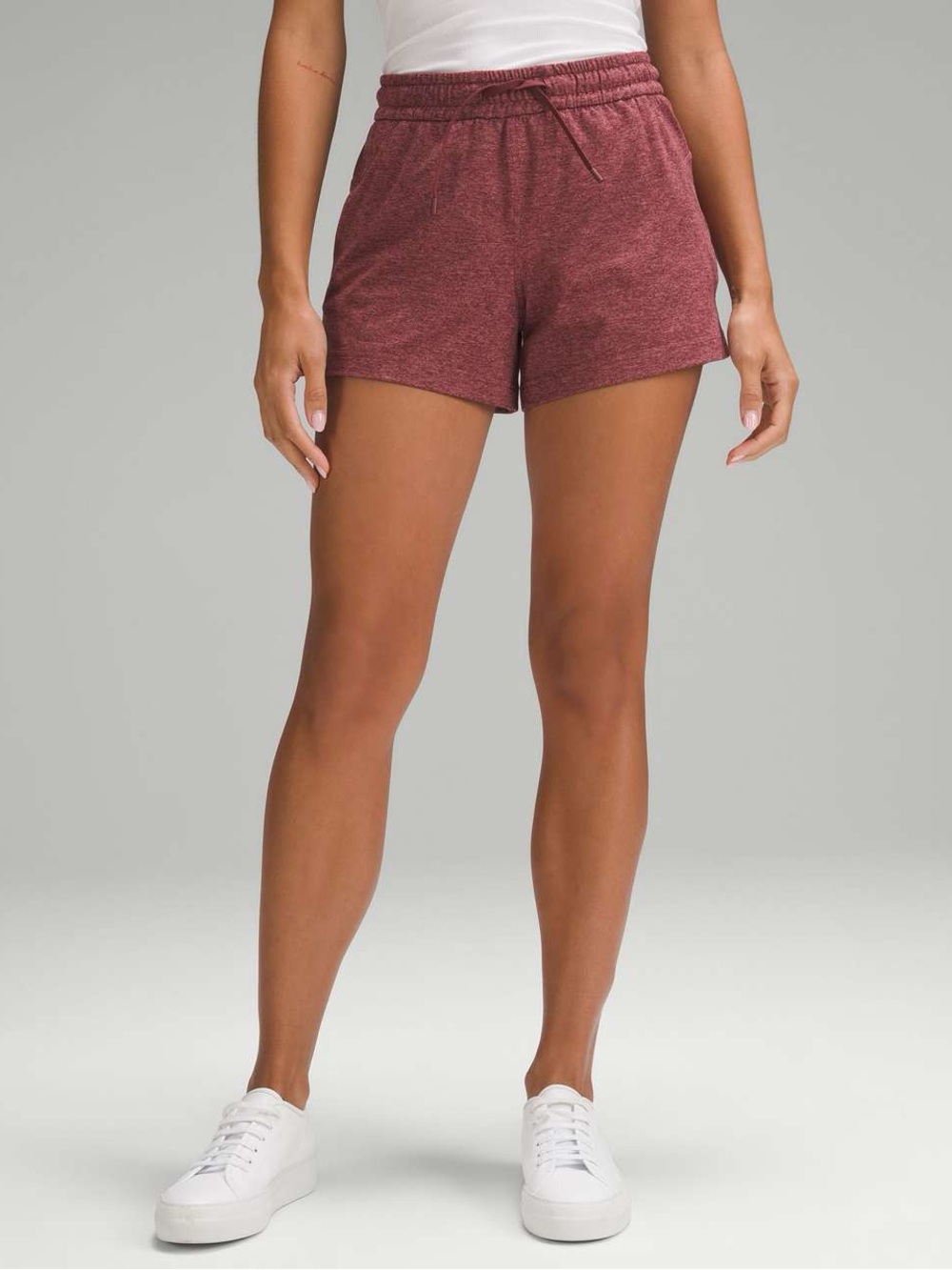 Lululemon Soft Jersey Relaxed-Fit Mid-Rise short 4” - Heathered Red Merlot 4